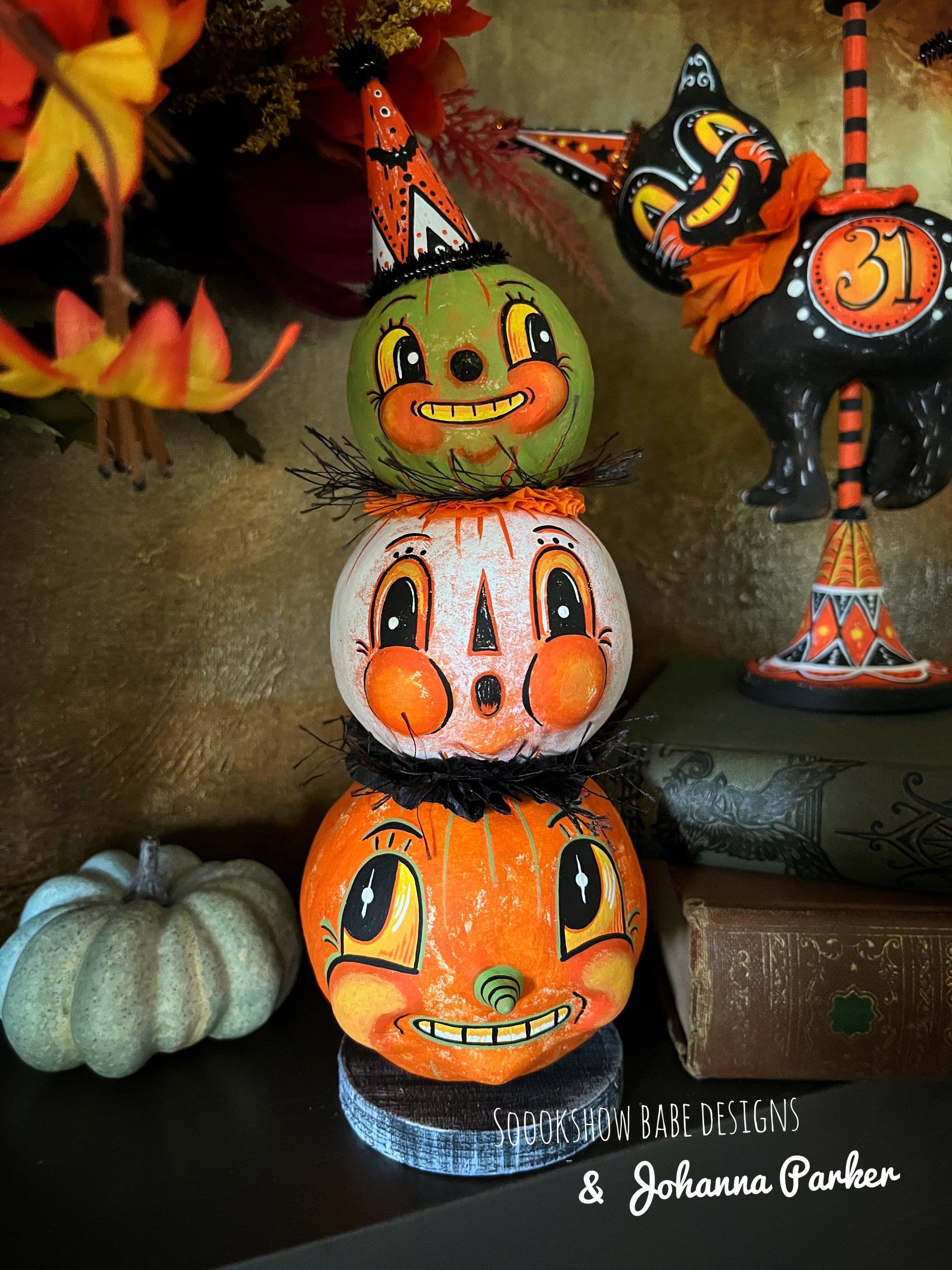 Johanna Parker Stacked Grinning Jack 'o Lanterns (Made to order)