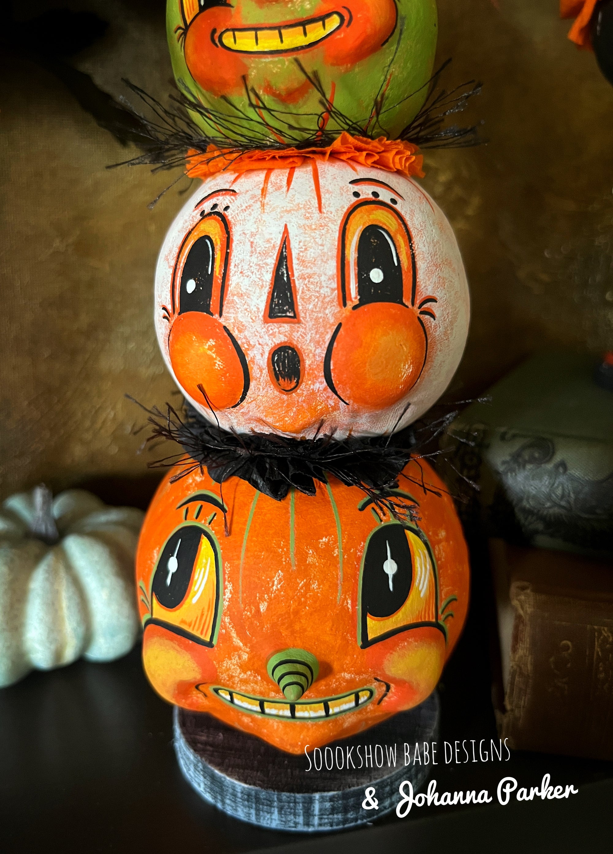 Johanna Parker Stacked Grinning Jack 'o Lanterns (Made to order)