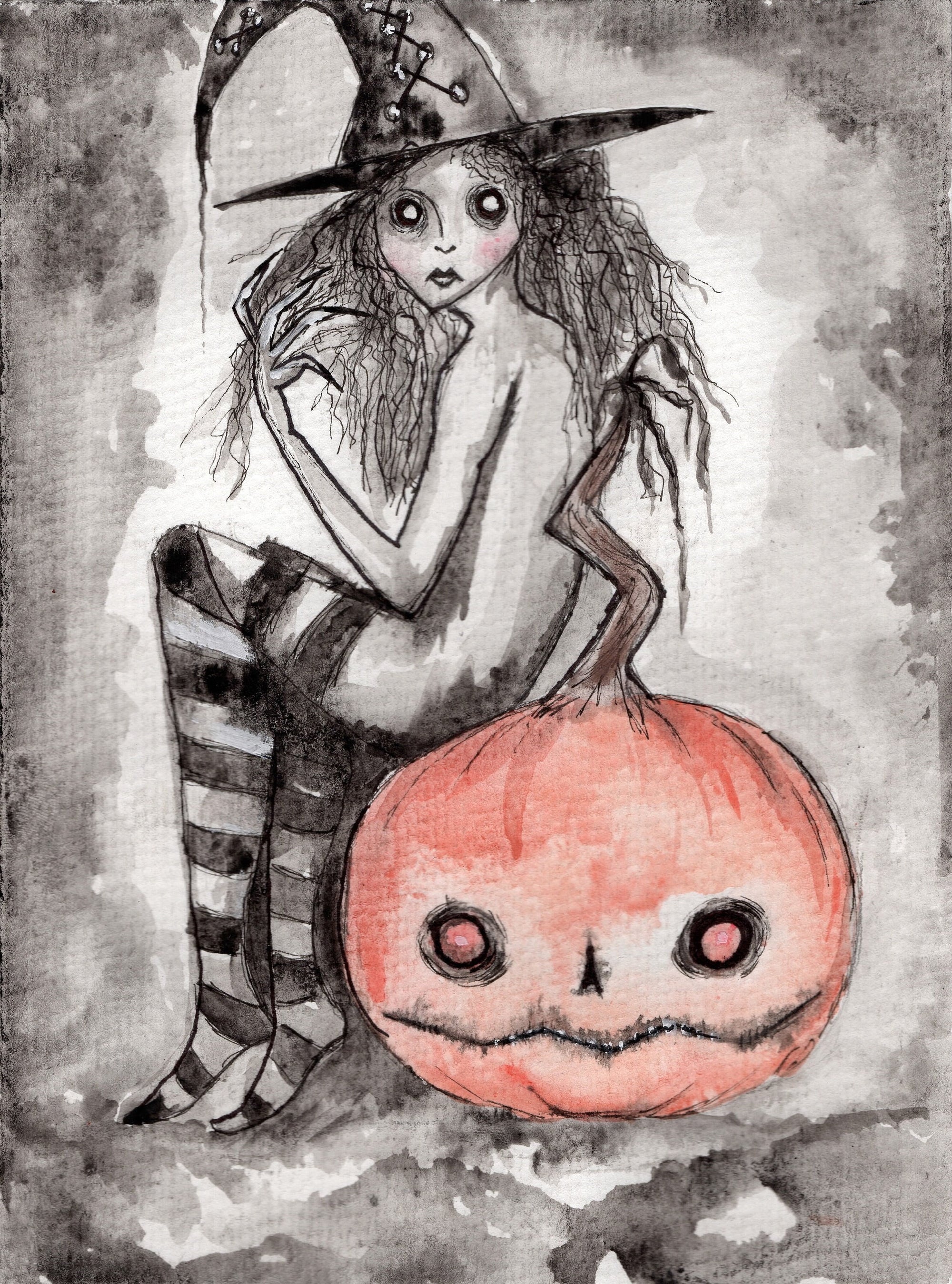 Halloween Witch Gothic Painting Print