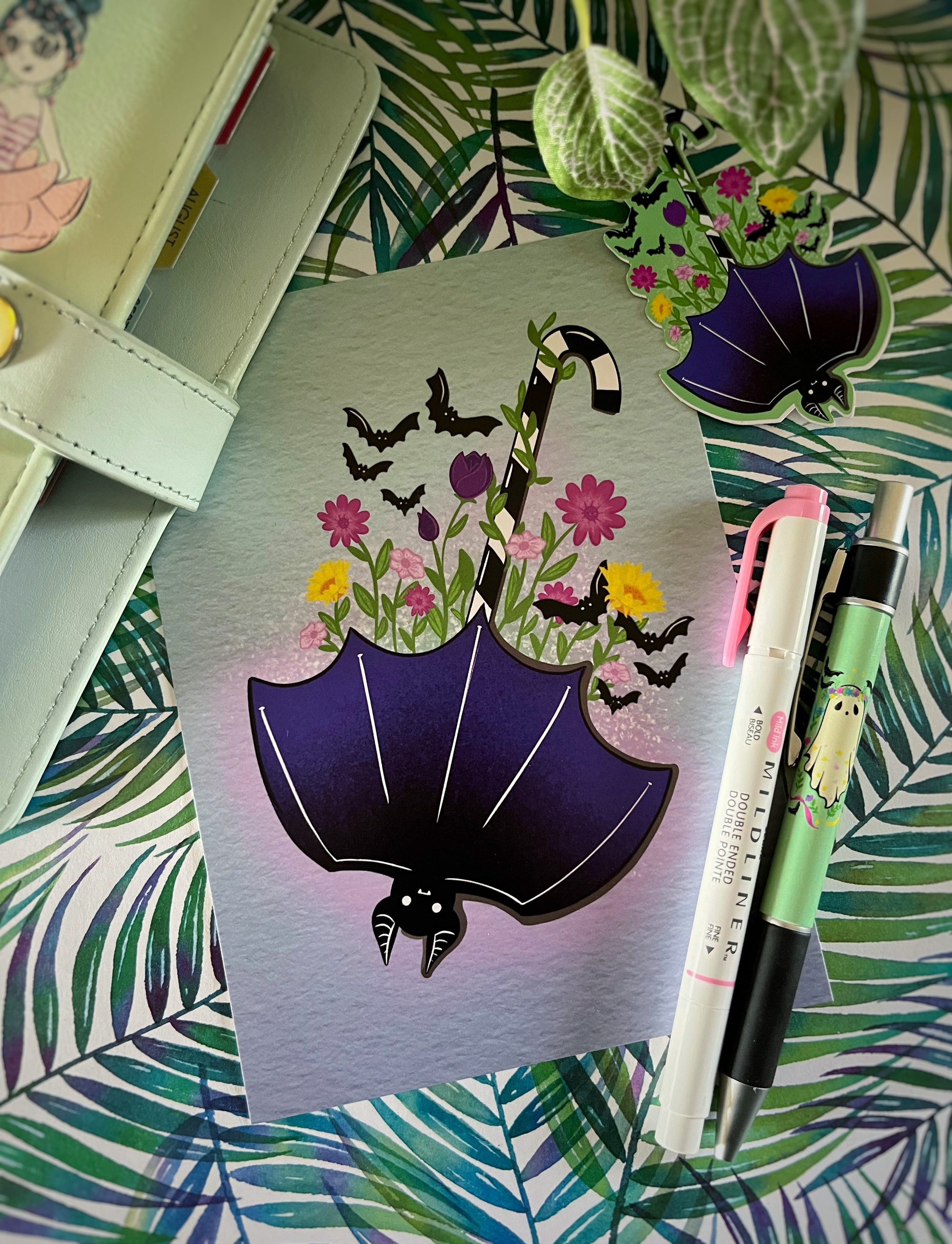 Bat Umbrella Postcard