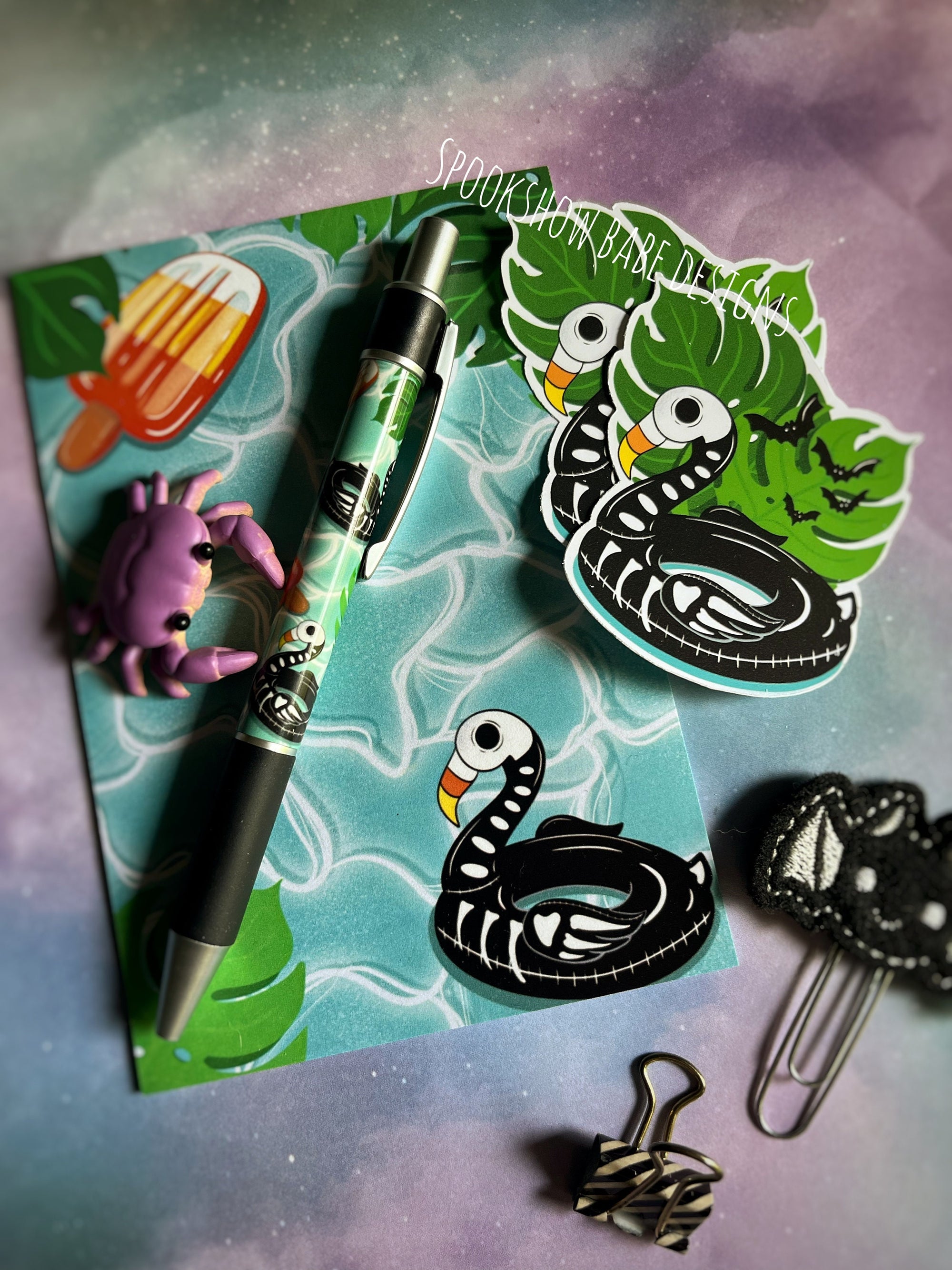 Gothic Flamingo Pool Float Sticker