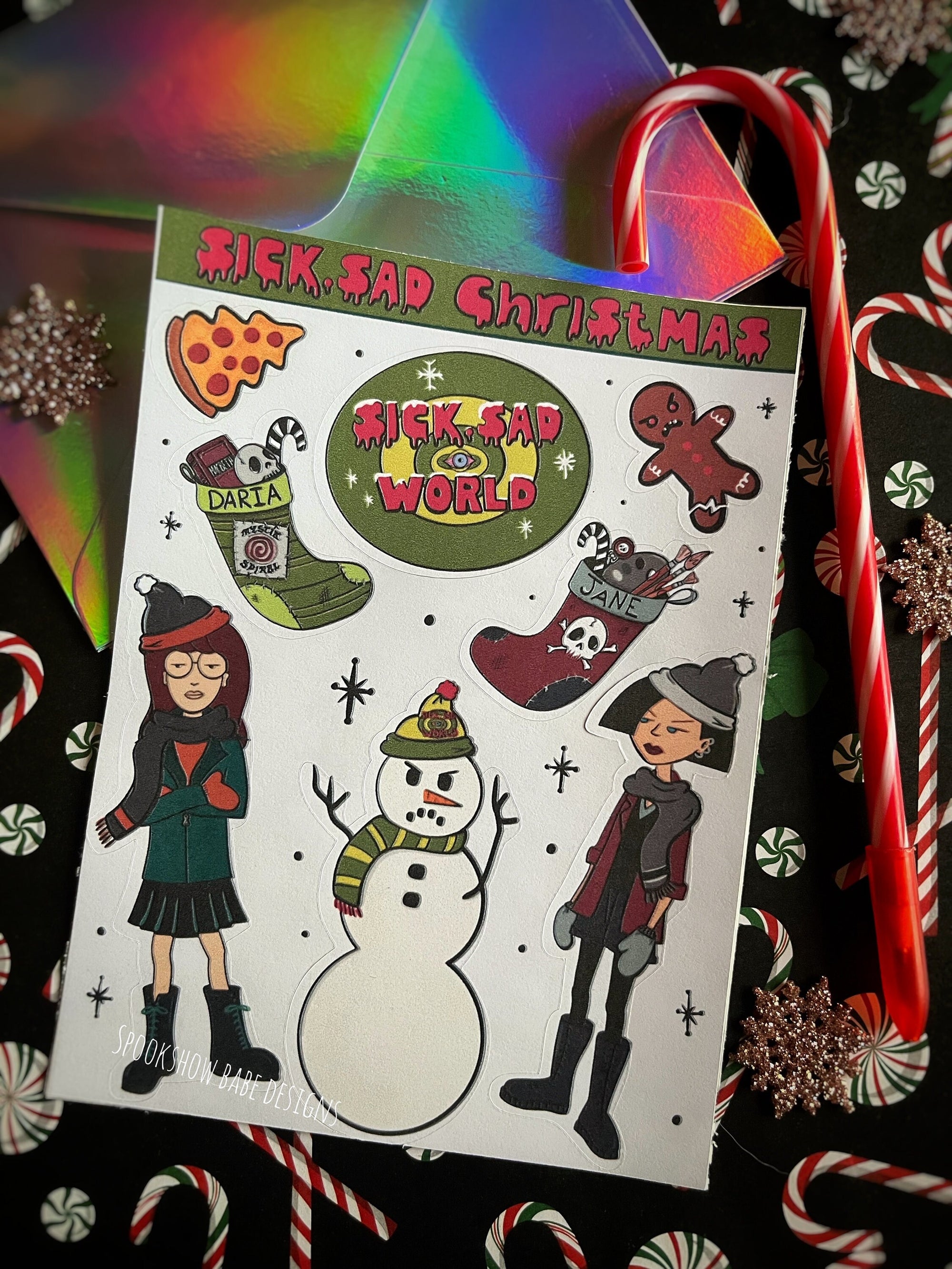 Daria's Sick, Sad Christmas Sticker Sheet