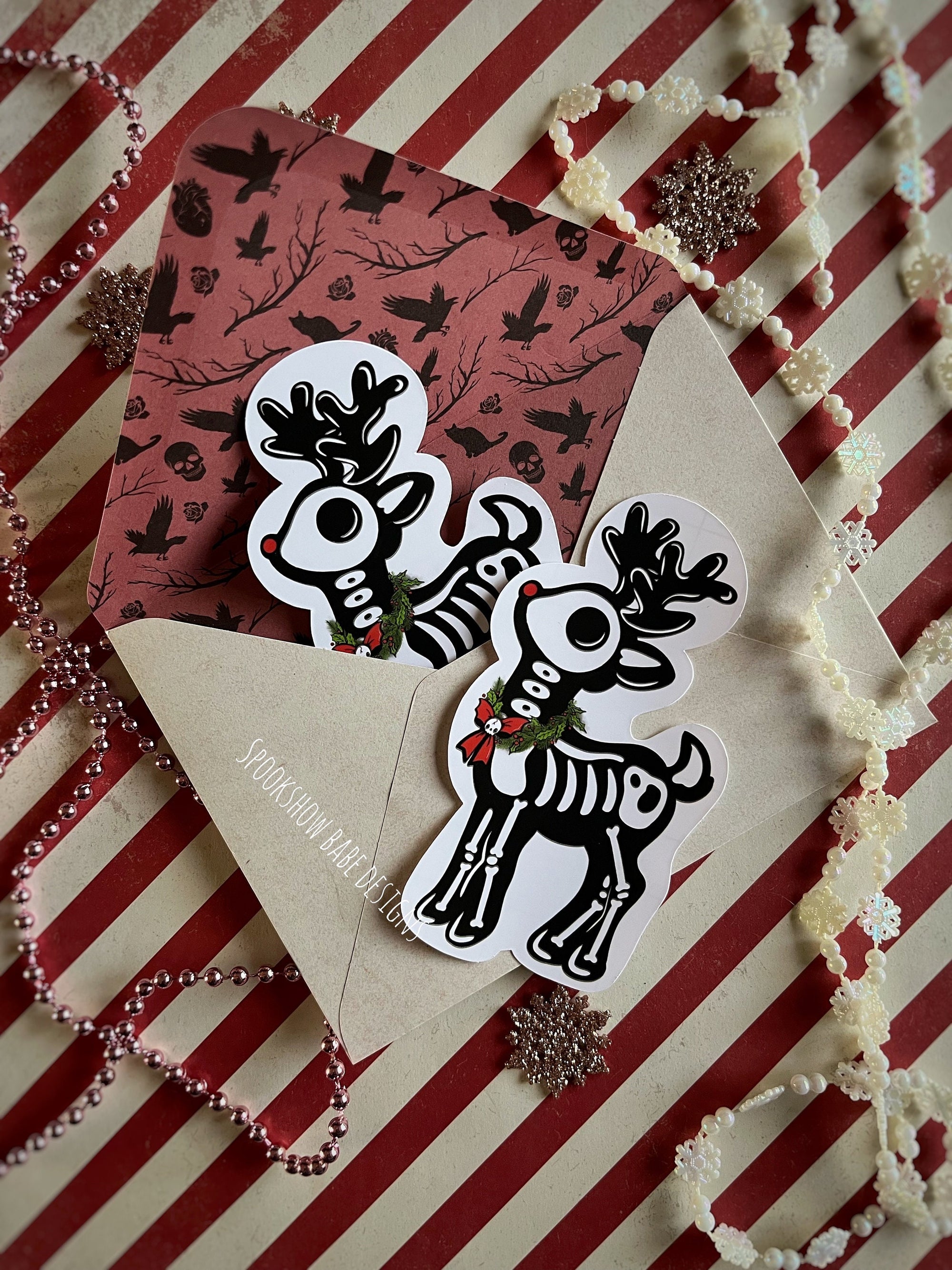 Creepy Cute Christmas Reindeer Sticker