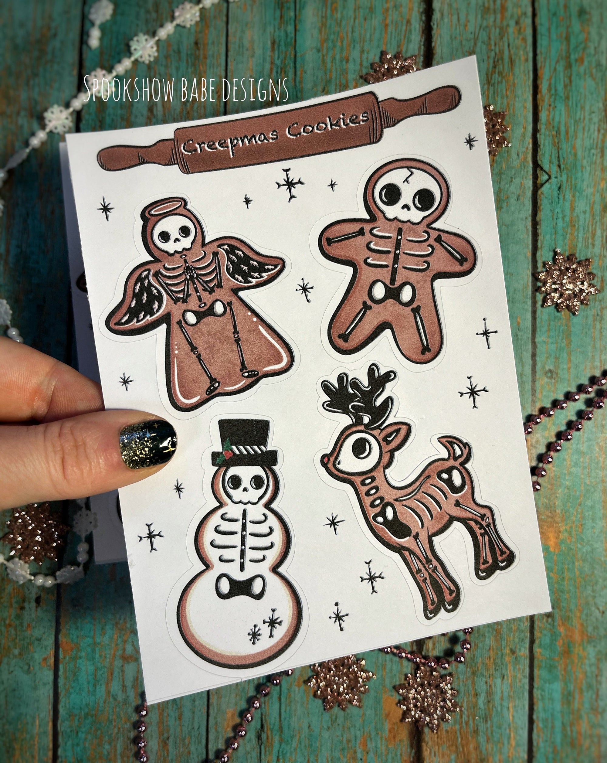 Gothic Christmas Cookie Sticker Sheet