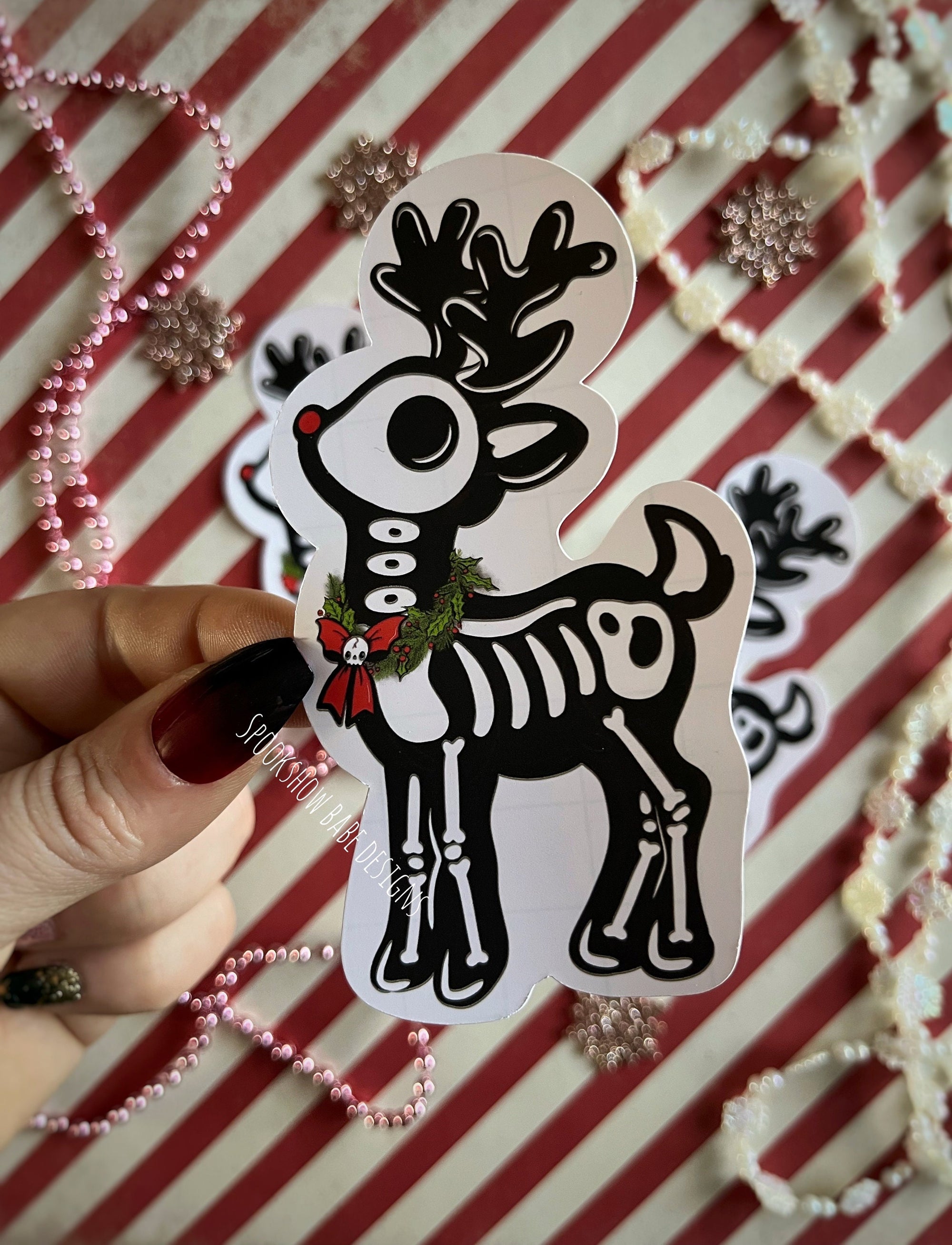 Creepy Cute Christmas Reindeer Sticker